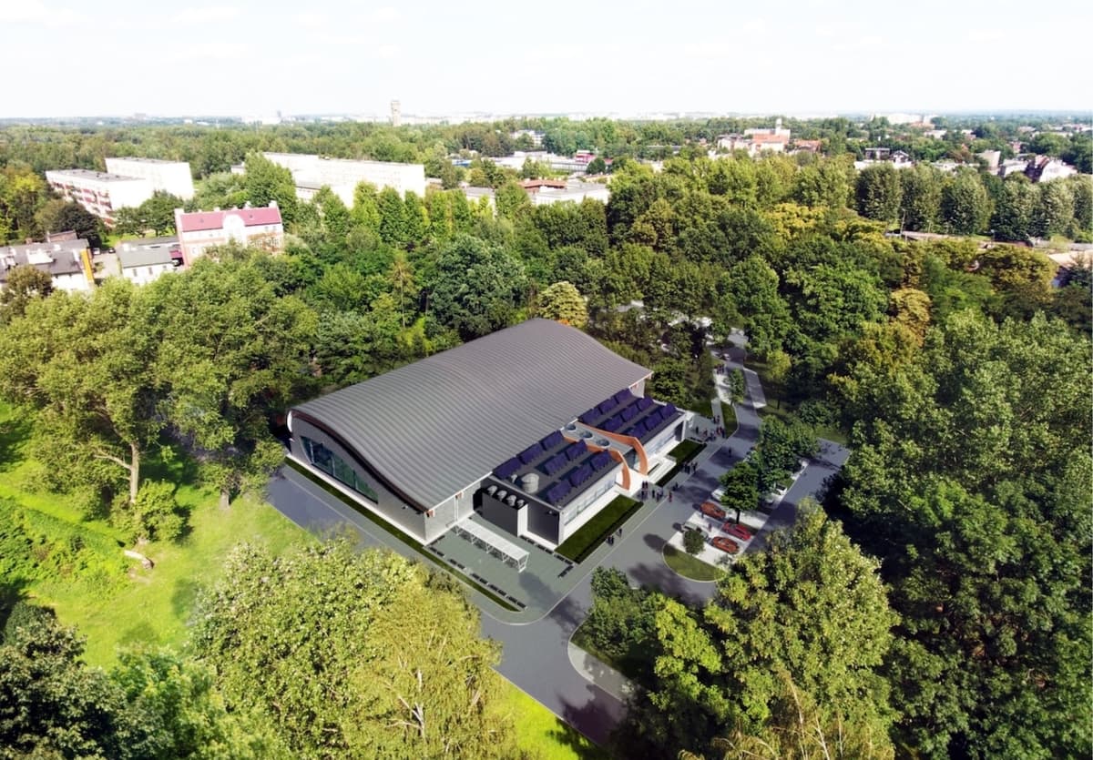 Budowa krytej pływalni w Katowicach przy ul. Hallera.
